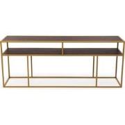 Stalux Side-table 'Teun' 200cm, kleur goud / bruin hout