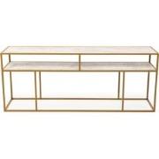 Stalux Side-table 'Teun' 200cm, kleur goud / wit marmer