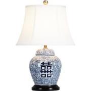 Fine Asianliving Chinese Tafellamp Porselein Dubbel Geluk D38xH58cm