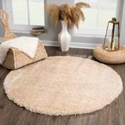 Tapijtenloods Porto Rond Soft Fluffy Vloerkleed Hoogpolig Effen Beige-...