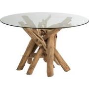 J-line - Tafel Rond Takken Hout/glas Naturel - 128x128x75cm