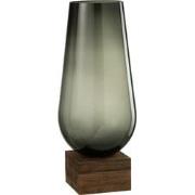 J-line - Vaas Op Voet Eno Glas/hout Donkerbruin Grijs Large - 24x24x57...