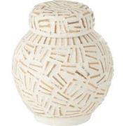 J-line - Pot Met Deksel Lauwra Terracotta Wit Small - 20x20x20cm