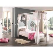 LUCEVI - Pino hemelbed wit + Amori bedlinnen roze - 90x200 cm