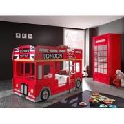 LUCEVI - Carbeds London Bus Stapelbed + Lattenbodem + LED-lampen - 2 D...