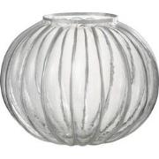 J-line - Windlicht Bol Streep Glas Transparant/zilver Large - 29.5x29....
