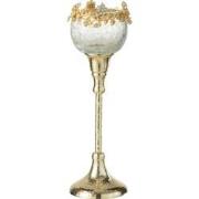 J-line - Theelichthouder Viane Metaal/glas Goud/transparant Medium - 8...