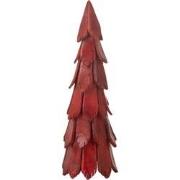 J-line - Kerstboom Stukken Hout Rood Medium - 28x28x80cm