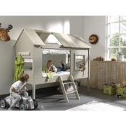 LUCEVI - Charlotte Huisbed + Set van Gordijntjes + Lattenbodem - Beige...