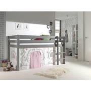 LUCEVI - Pino Halfhoogslaper H115CM + Ladder + Birdy Gordijntjes - Gri...