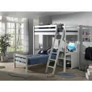 LUCEVI - Pino Mezzanine bed + Ladder + Boekenkast + Bed - Wit - 90x200...