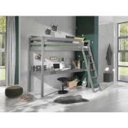 LUCEVI - Pino Mezzanine bed + Ladder + Bureau - Grijs - 90x200 cm