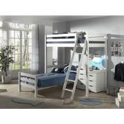 LUCEVI - Pino Mezzanine bed + Ladder + Commode 4 Laden + Bed - Wit - 9...