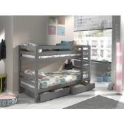 LUCEVI - Pino Stapelbed H140CM + 2 Lades - Grijs - 90x200 cm