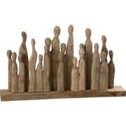 J-line - Grote Groep Figuren Hout Naturel - 61.5x10.5x36cm