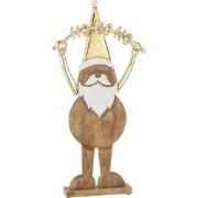 J-line - Kerstman Hohoho Op Voet Hout Goud Large - 29x6x62cm