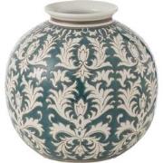 J-line - Vaas Victoria Rond Porselein Groen/wit - 26x26x24cm