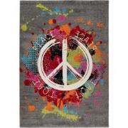 Tapijtenloods Freestyle Peace Vloerkleed Laagpolig Grijs Multi- 80x150...