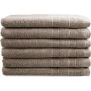 OUTLET BADTEXTIEL - set van 6 - gastendoek 30x50 - taupe