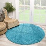 Tapijtenloods Loca Shaggy Rond Vloerkleed Turquoise Hoogpolig- 240 CM ...