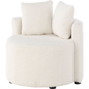 Elina ronde kinderfauteuil teddy wit – met twee kussens