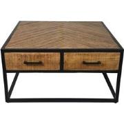 HSM Collection-Vierkante Salontafel Verona 2 La-80x80x40-Naturel/Zwart...