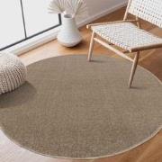 Tapijtenloods Uni Rond Effen Laagpolig Vloerkleed Modern Beige- 80 CM ...