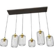 industriële hanglamp Mariani Zwart 6-lichts