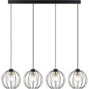 industriële hanglamp Barone Zwart 4-lichts