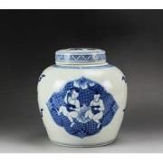 Fine Asianliving Chinese Gemberpot Blauw Kindjes Handgeschilderd