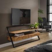 Industrieel TV Meubel Camila Acaciahout 2 Lades 140x35 cm