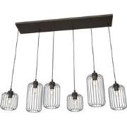 industriële hanglamp Mariani Zwart 6-lichts