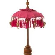 D- J-line - Parasol Dayu Katoen/hout Roze Small - 14x14x85cm