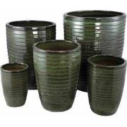 PTMD Bloempot Triston - 55x55x69 cm - Keramiek - Groen - Set van 5