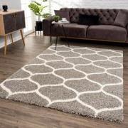 Tapijtenloods Madrid Shaggy Design Vloerkleed Grijs Hoogpolig- 120x170...