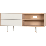 Fina sideboard houten dressoir linoleum mushroom whitewash - 150 x 45 ...