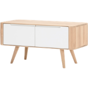 Ena storage bench houten opbergbankje whitewash - 90 x 42 cm