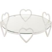 J-line - Schotel Rond Harten Metaal/glas Wit - 36x36x10cm