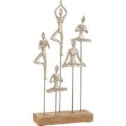 J-line - Vrouwen Yoga Hout Metaal Naturel/zilver - 26x9x52.5cm