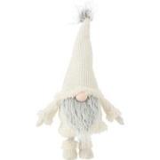 J-line - Kabouter Grijze Baard Staand Wiebel Textiel Wit - 28x17x59cm
