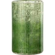 J-line - Windlicht Strepen Glas Groen Large - 12.5x12.5x21cm