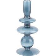 2x Present Time Candle Holder Glass Art Rings Medium Donker Blauw