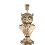 PTMD Ressy Gold poly candleholder dressed up owl SET van 2