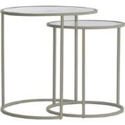 Light&living Bijzettafel S/2 Ø50x40+Ø52x45 cm TALCA helder rib glas+cr...