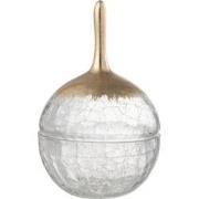 J-line - Voorraadpot Crackle Glas Transparant Goud Small - 13x13x21cm