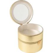 J-line - Cosmetica Doos Rond+spiegel Kunstleder Goud - 19.5x19.5x19.5c...