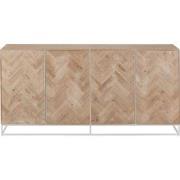 J-line - Dressoir 4 Deuren Zigzag Hout/metaal Naturel/wit - 180x42x86c...