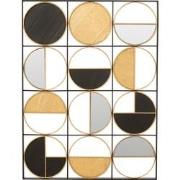 J-line - Wanddecoratie Ronden Ijzer/glas Goud/zwart - 101.5x3x76cm