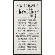 J-line - Plakkaat How To Have A Healthy Life Hout/keramiek Wit/zwart -...