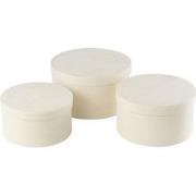 J-line - Set Van 3 Dozen Rond Plat Fluweel Papier Wit - 32x32x18cm